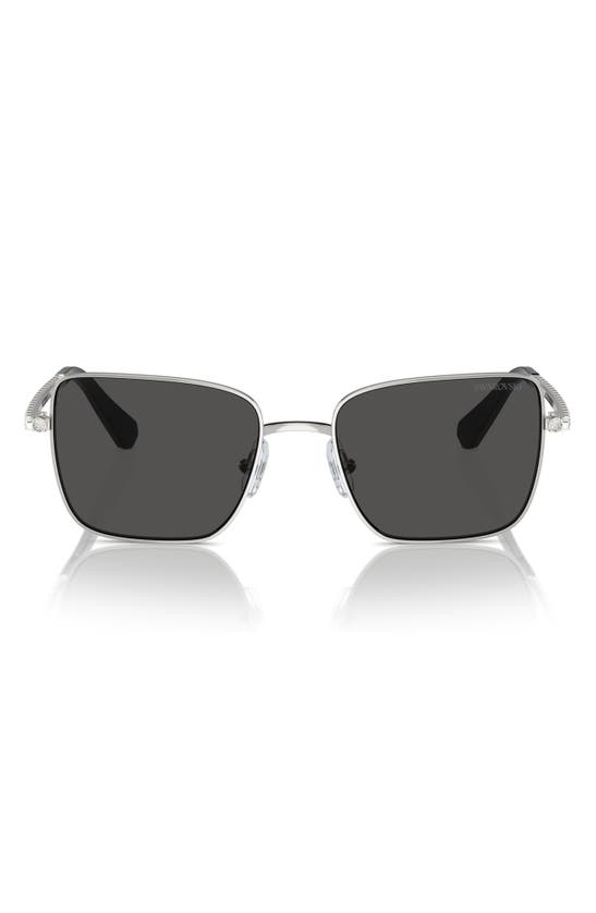 Shop Swarovski 53mm Matric Crystal Square Sunglasses In Silver