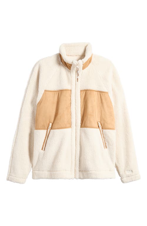 Ugg(r) Keane High Pile Fleece Zip-up Jacket In Cream/chestnut