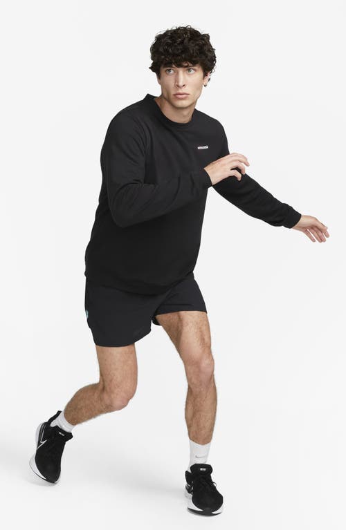 Shop Nike Dri-fit Track Club Long Sleeve Running T-shirt In Black/summit White