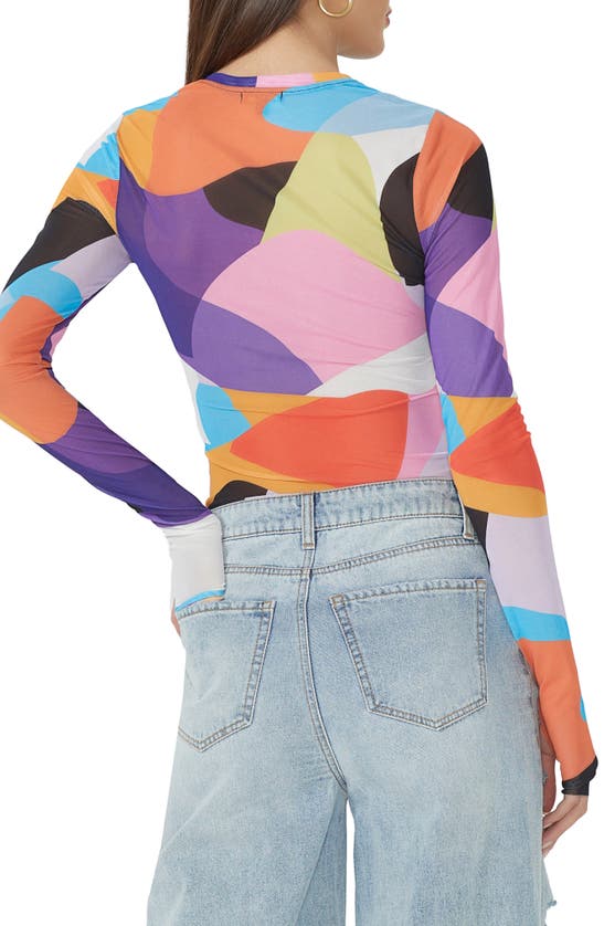 Afrm Kaylee Print Mesh Top In Abstract Color Block