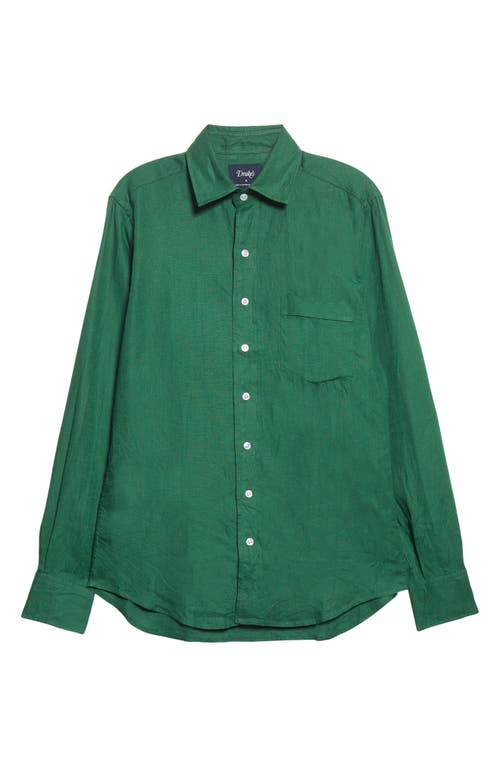 Drake's Linen Button-Up Shirt in Green