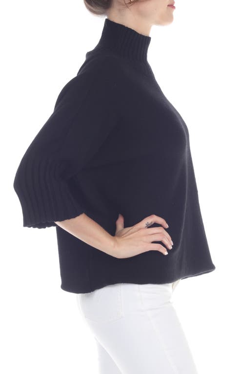 Rain And Rose Mock Neck Boxy Sweater In Black