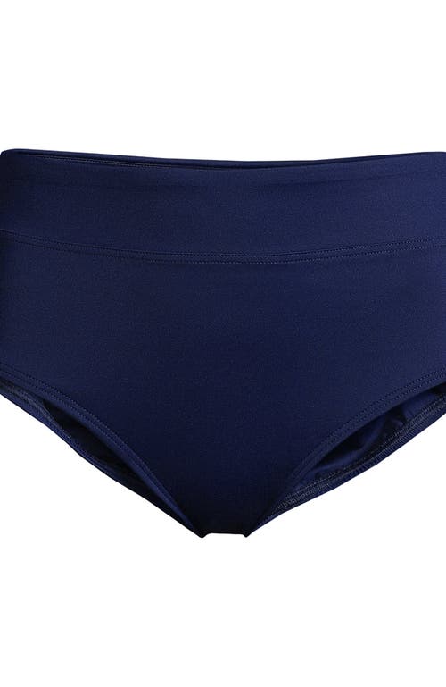 Lands' End Long Torso Tummy Control High Waisted Bikini Swim Bottoms In Deep Sea Navy
