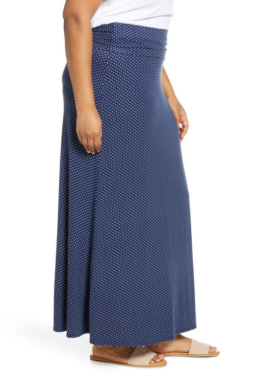 Loveappella Roll Top Maxi Skirt In Navy/ivory