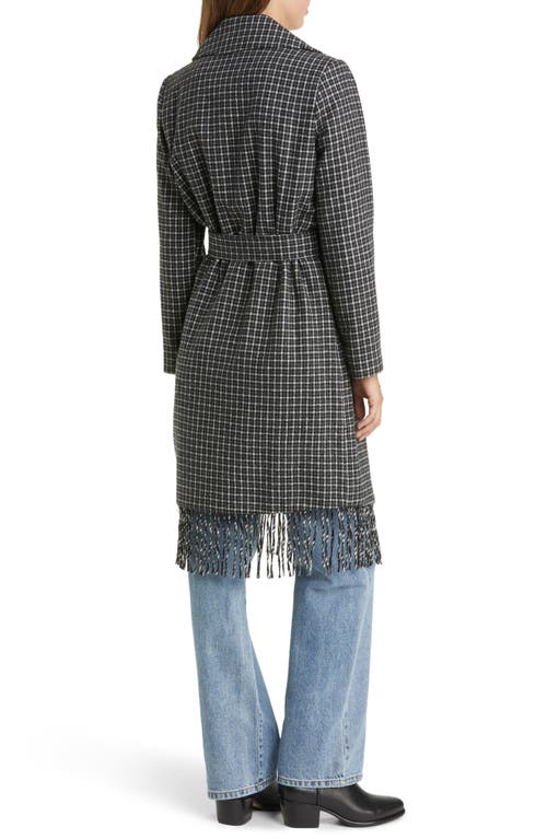 Sam Edelman Fringe Wrap Coat In Black/white Novelty