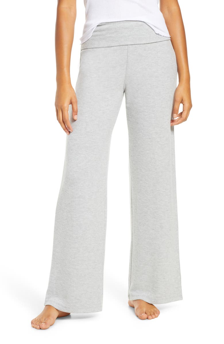 SOCIALITE Foldover Wide Leg Lounge Pants, Main, color, GREY
