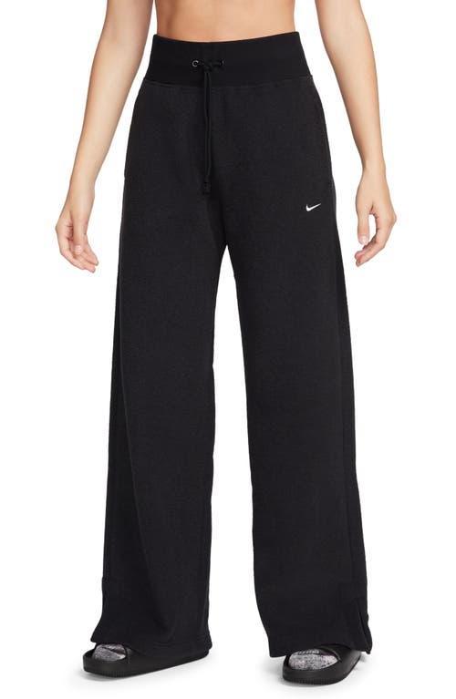 Shop Nike Sportswear Phoenix Plush High Waist Wide Leg Fleece Pants In Black/sail