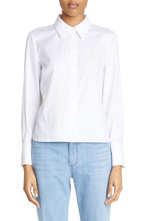 PARTOW Brooks Fitted Cotton Button-Up Shirt in White