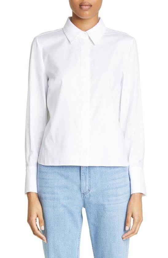 Partow Brooks Fitted Cotton Button-up Shirt In White