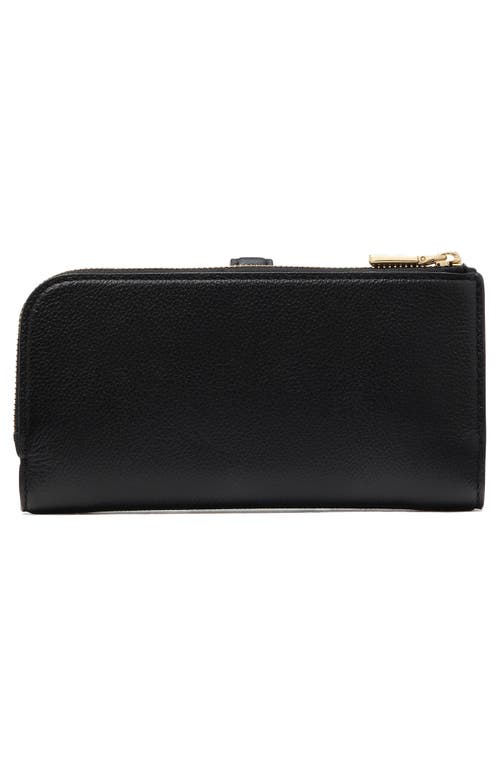 Shop Kate Spade New York Deco Pebbled Leather Zip Wallet In Black