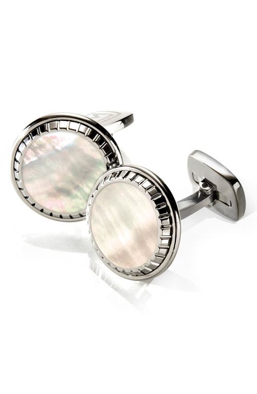 Shop M Clip M-clip® Stainless Steel Cuff Links In Stainless Steel/white Pearl