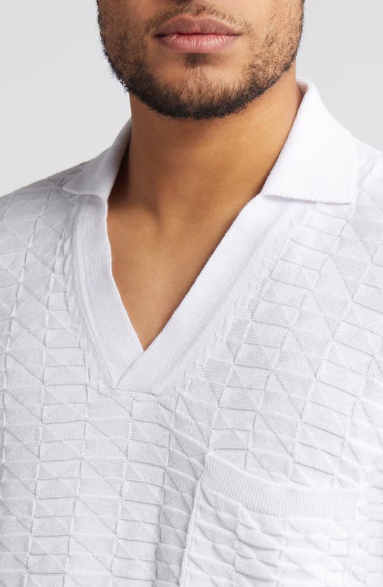 Hugo Boss Hugo Spato Cotton Jacquard Sweater Polo In White