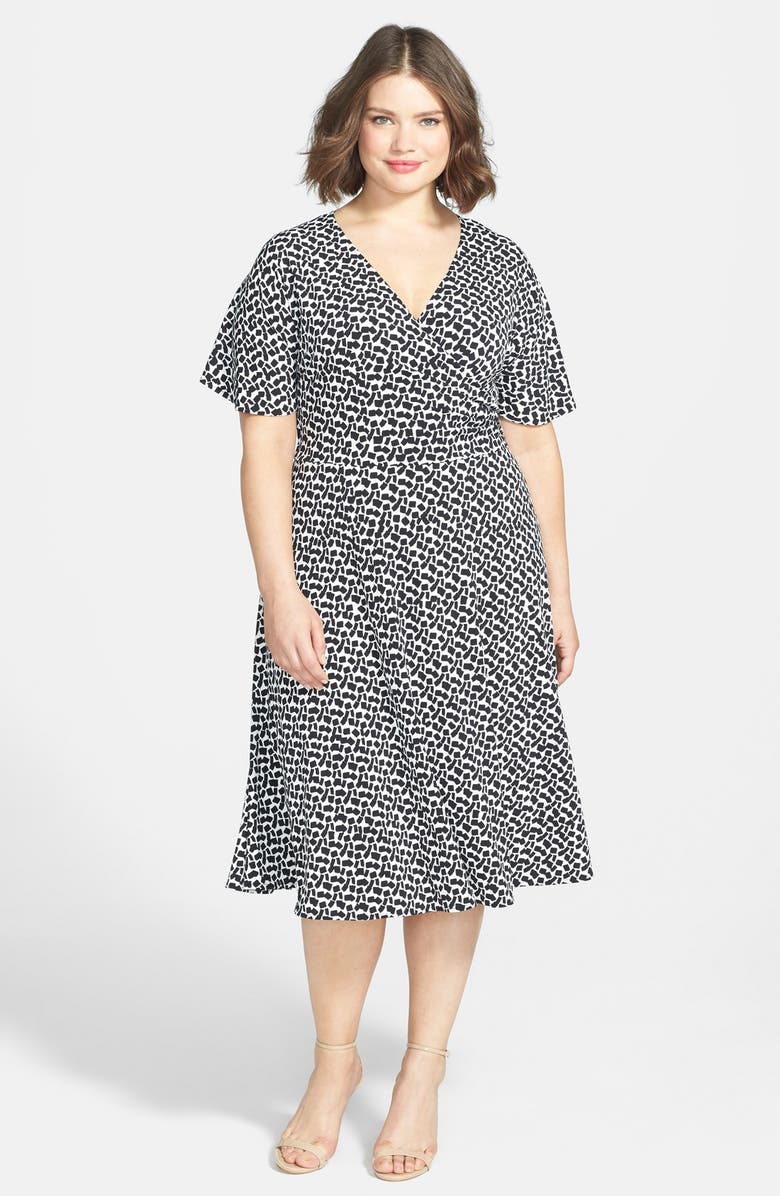 London Times Print Fit & Flare Matte Jersey Dress (Plus Size) | Nordstrom