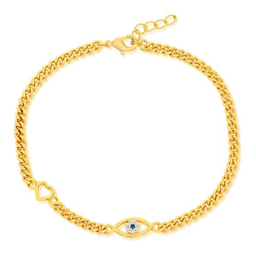 Shop Donatello Gian Heart & Created Blue Sapphire Bracelet In Gold