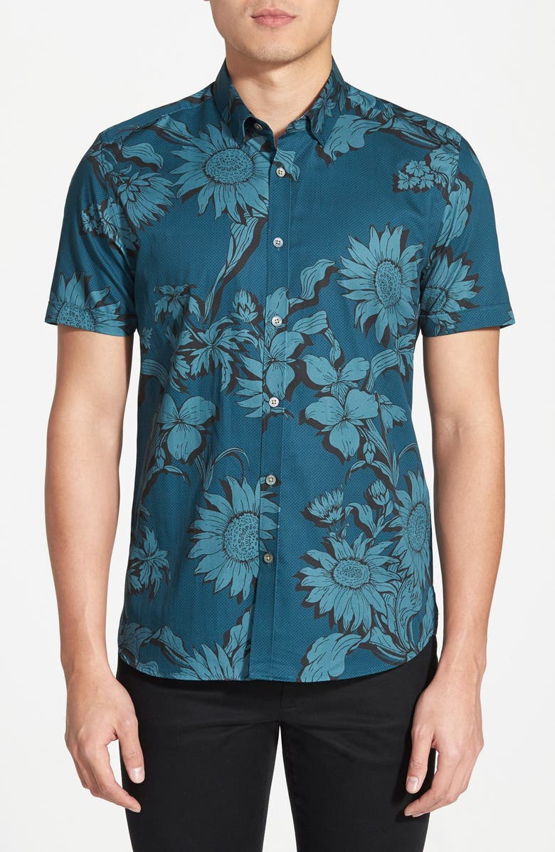Ted Baker London 'Flowley' Extra Trim Fit Floral Print Short Sleeve ...