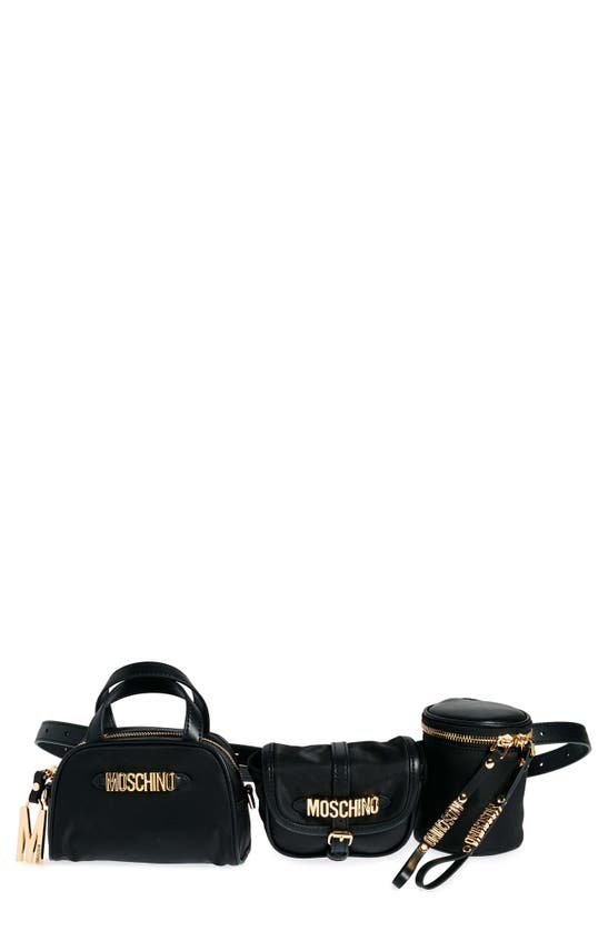Shop Moschino Multi Pouch Belt Bag In B3555 Fantasy Print Black