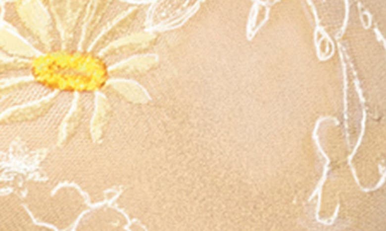 Dreamgirl Floral Mesh Basque With Garter Straps & G-string Set In Daffodil