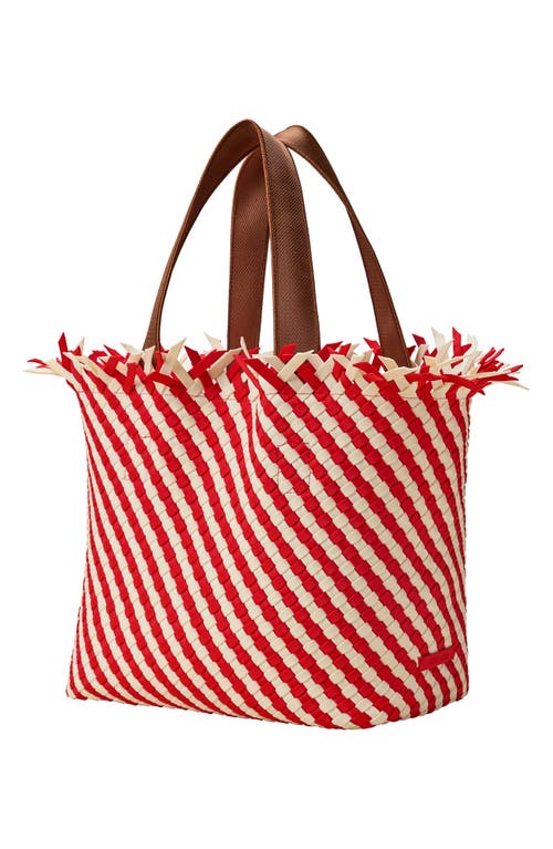 Shop Naghedi Medium Havana Stripe Woven Tote In Amalfi