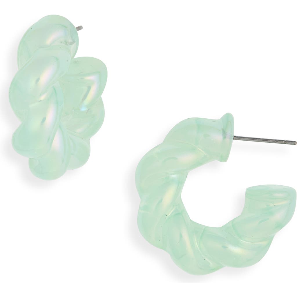 Cara Twisted Huggie Hoop Earrings In Green
