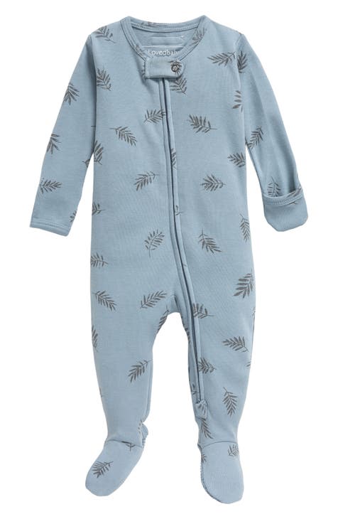 Fern Print Fitted One-Piece Footie Pajamas (Baby)