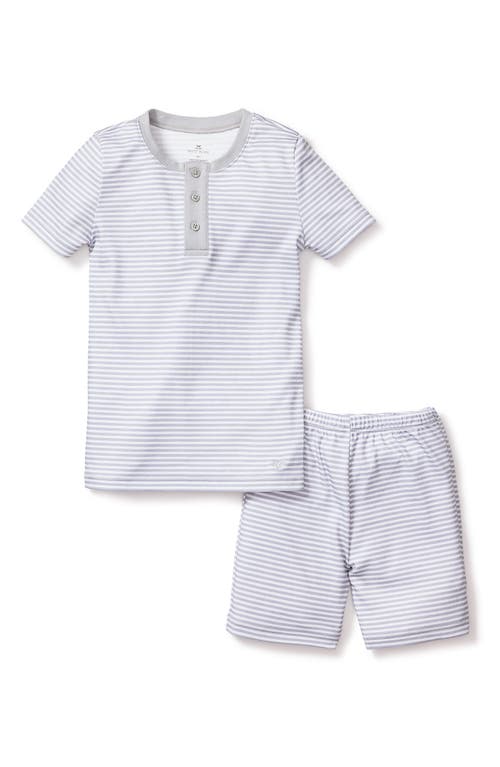 Petite Plume Kids' Stripe Fitted Two-Piece Pima Cotton Short Pajamas at Nordstrom