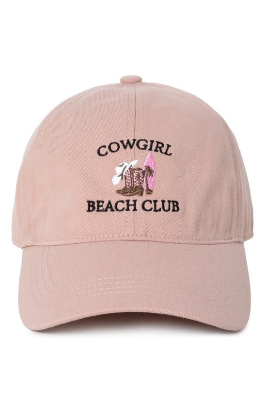 Shop David & Young Cowgirl Beach Club Embroidered Cotton Baseball Cap In Dusty Pink