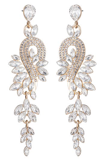 Eye Candy Los Angeles Gardena Drao Crystal Statement Earrings In Gold