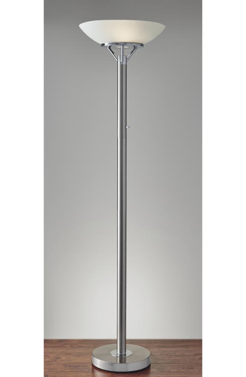 Adesso Lighting Expo Torchiere Floor Lamp In Brushed Steel Chrome Accents