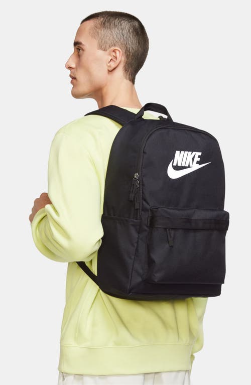 Shop Nike Kids' Heritage Canvas Backpack In Black/black/white