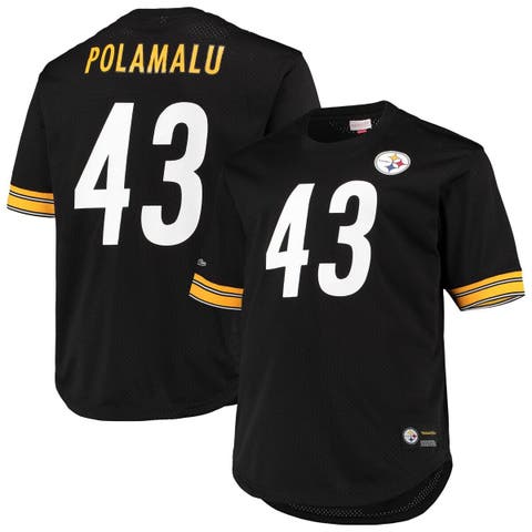 Men's Mitchell & Ness Troy Polamalu Black Pittsburgh Steelers Retired  Player Mesh Name & Number Hoodie T-Shirt 