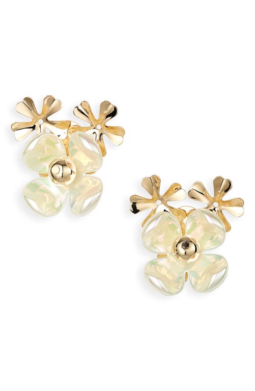 Shop Tasha Cluster Flower Statement Earrings In Gold/ivory