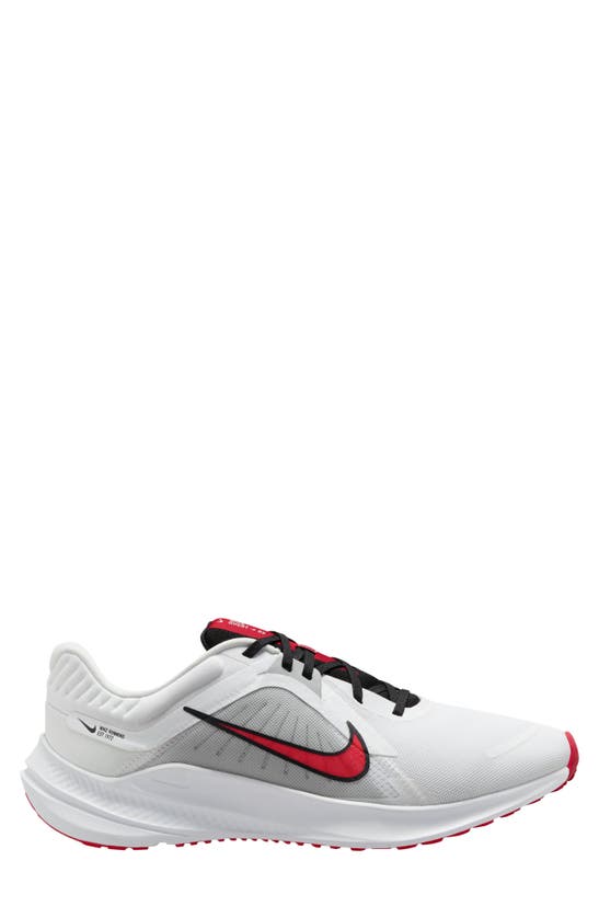Nike Quest 5 Road Running Shoe In White/ Fire Red/ Grey/ Black