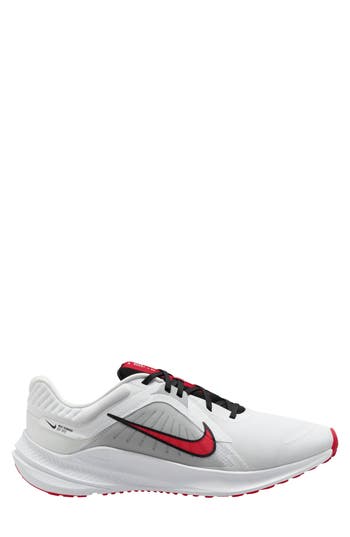 Nike Quest 5 Road Running Shoe In White/fire Red/grey
