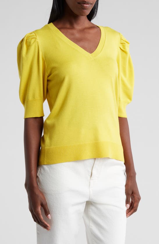 Rachel Roy V-neck Puff Sleeve Sweater In Yellow