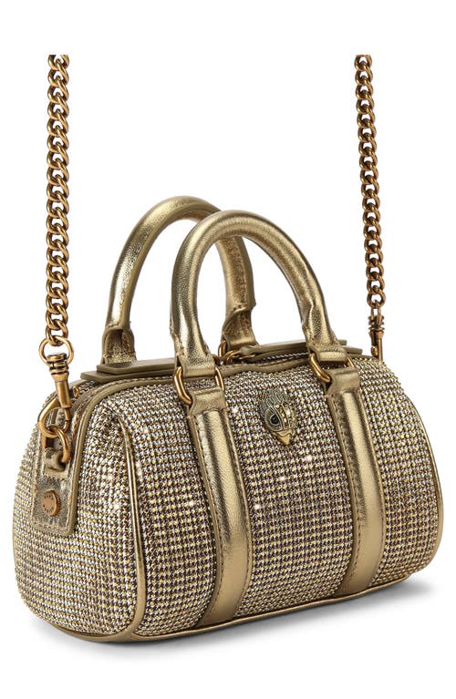 Shop Kurt Geiger London Extra Small Kensington Boston Herringbone Satchel In Dark Beige