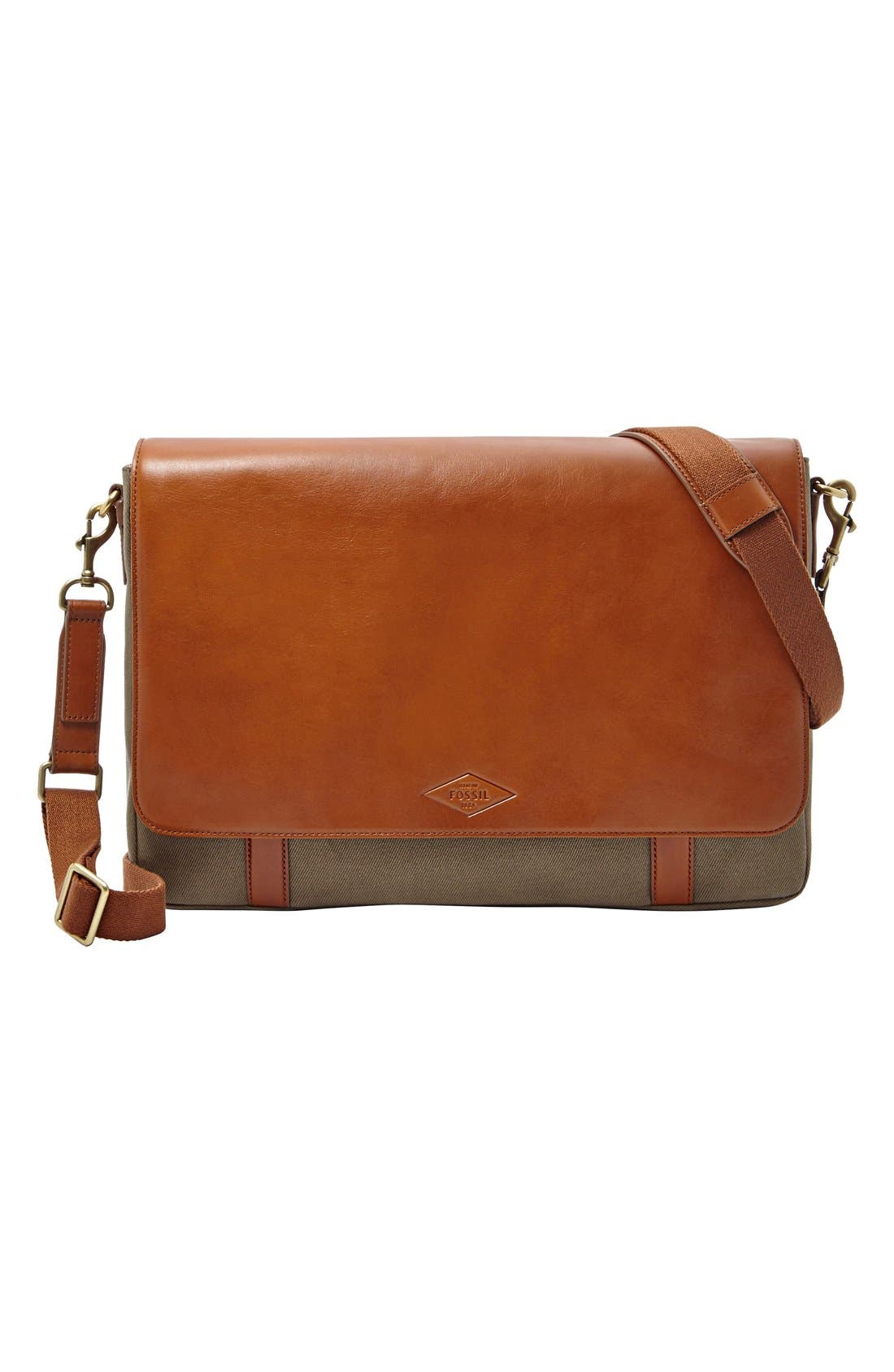 Fossil 'Aiden' Twill & Leather Messenger Bag Nordstrom