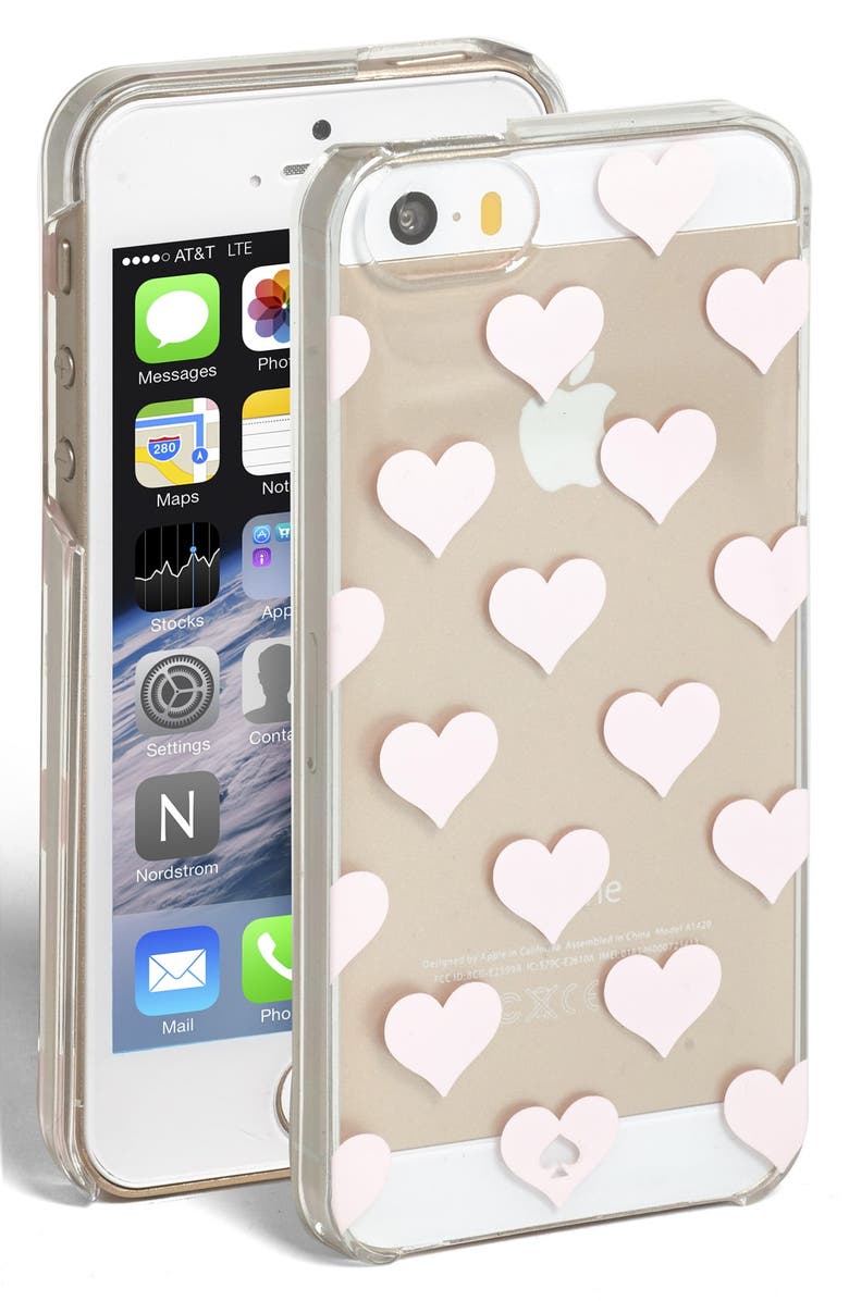 KATE SPADE NEW YORK 'clear hearts' iPhone 5 & 5s case, Main, color, MULTI