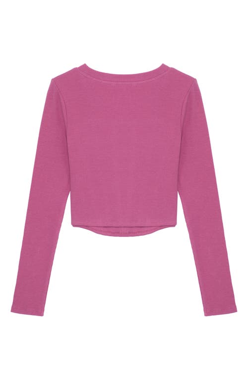 Shop Truce Kids' Rib Long Sleeve Cotton Top In Dark Pink