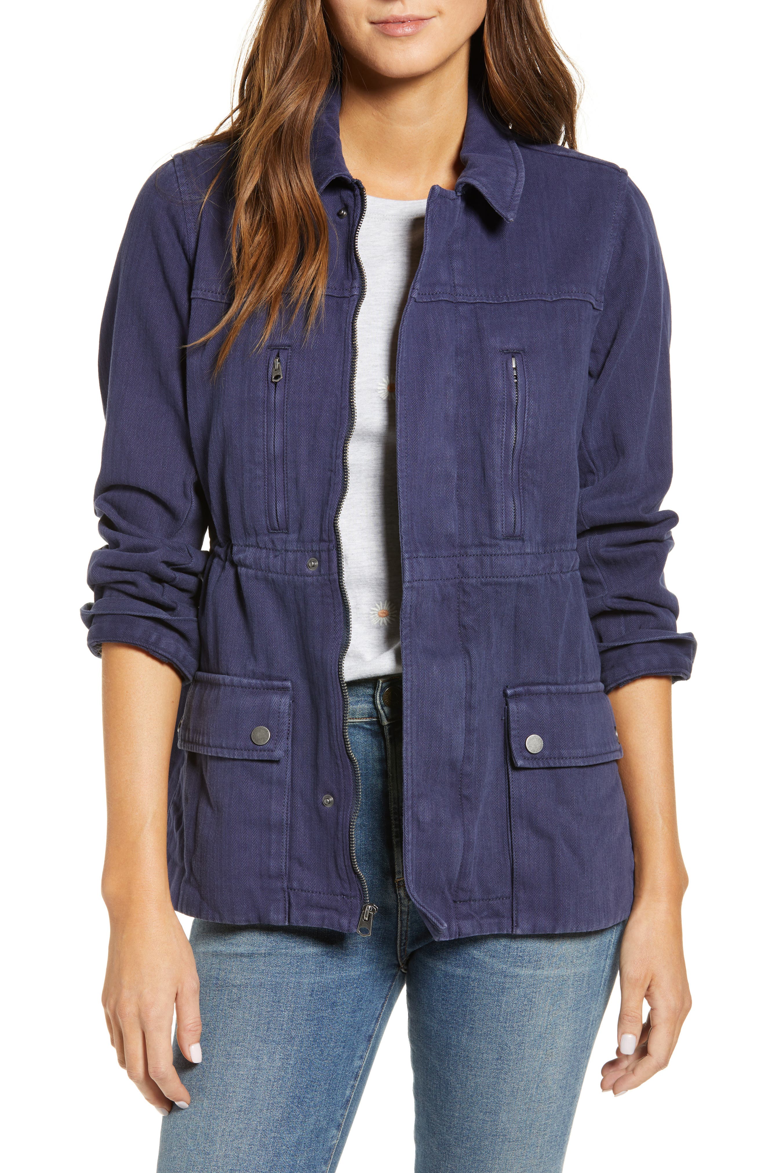 womens blue utility jacket