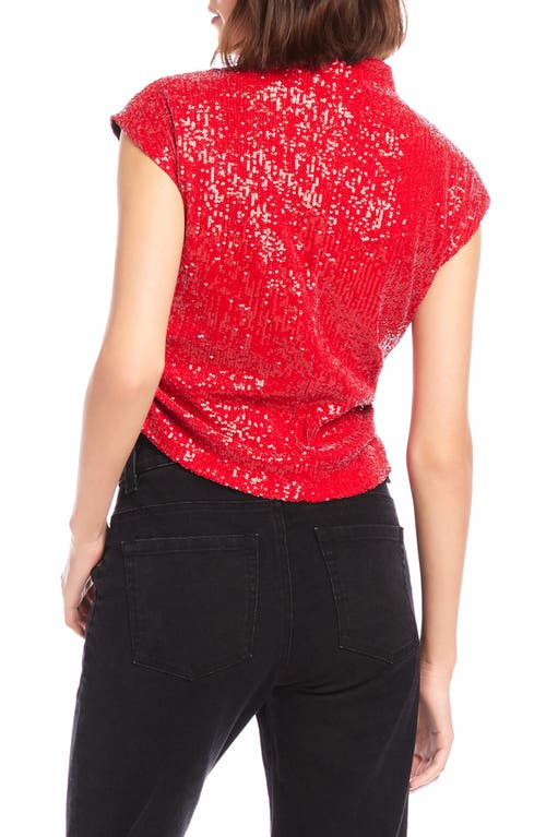 Shop Fifteen Twenty Gwennie Sequin Mesh Top In Cherry