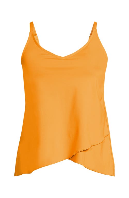 Shop Lands' End Chlorine Resistant Tulip Hem Tankini Swimsuit Top In Sweet Mango