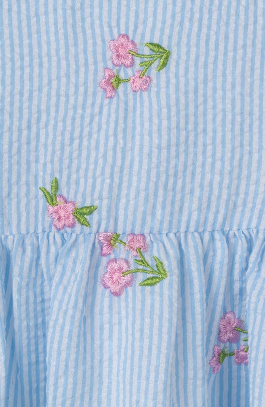 Shop Rare Editions Kids' Embroidered Seersucker Dress & Handbag Set In Blue