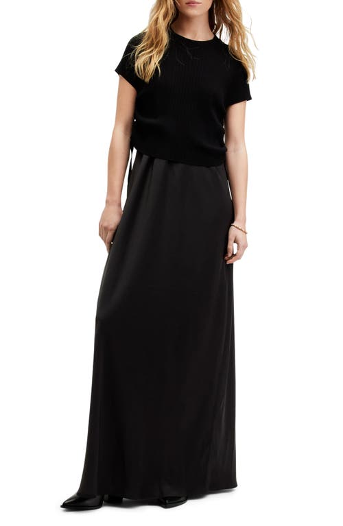 AllSaints Hayes Slipdress & Short Sleeve Sweater in Black at Nordstrom, Size Small