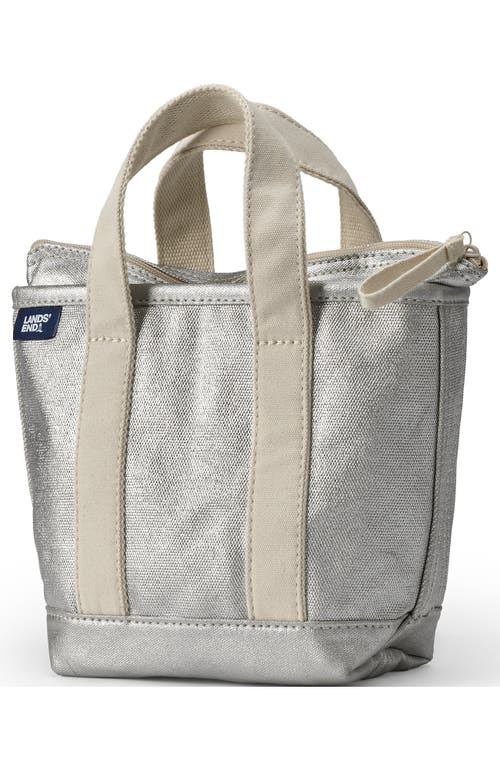 Shop Lands' End Open Top Canvas Tote Bag In Silver Metallic