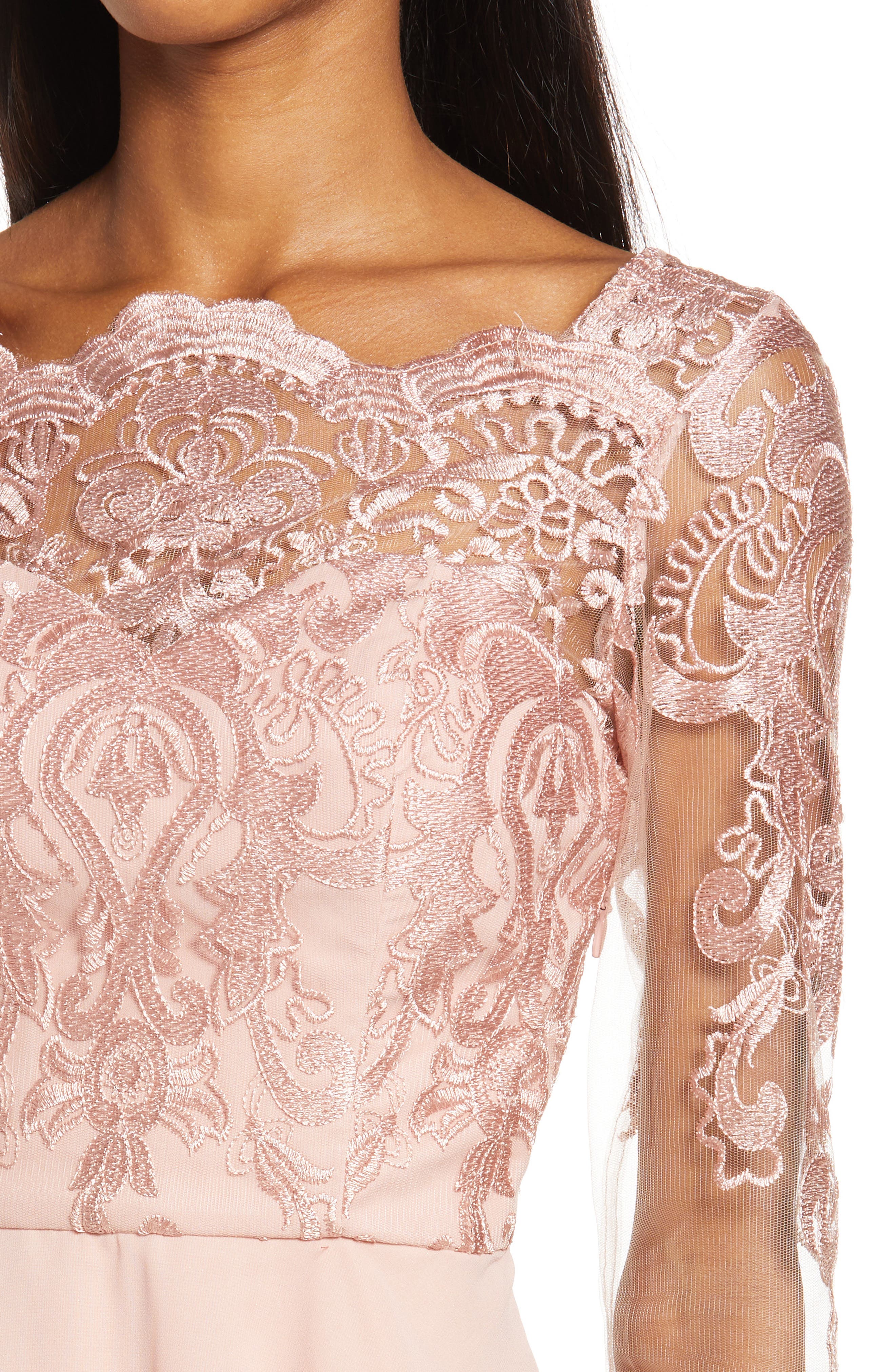 Chi Chi Curve Genesis lace detail prom dress in rosegold - chi chi london