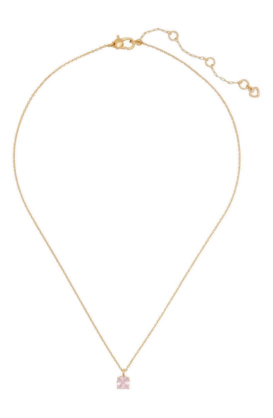Shop Kate Spade Cushion Cubic Zirconia Pendant Necklace In Pink.