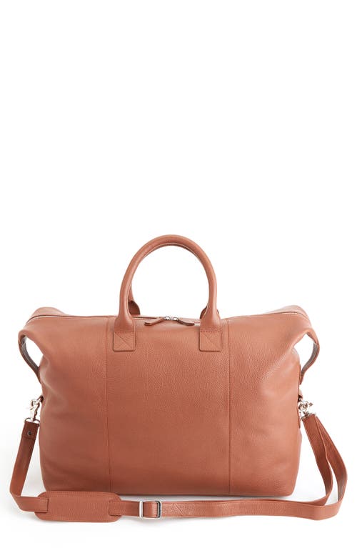 Medium Leather Duffle Bag in Tan