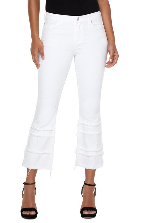 Liverpool Los Angeles Hannah Frayed Tiered Crop Flare Jeans Bone White at Nordstrom,