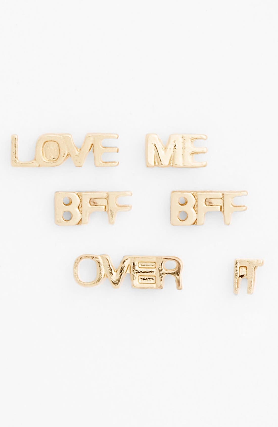 word stud earrings