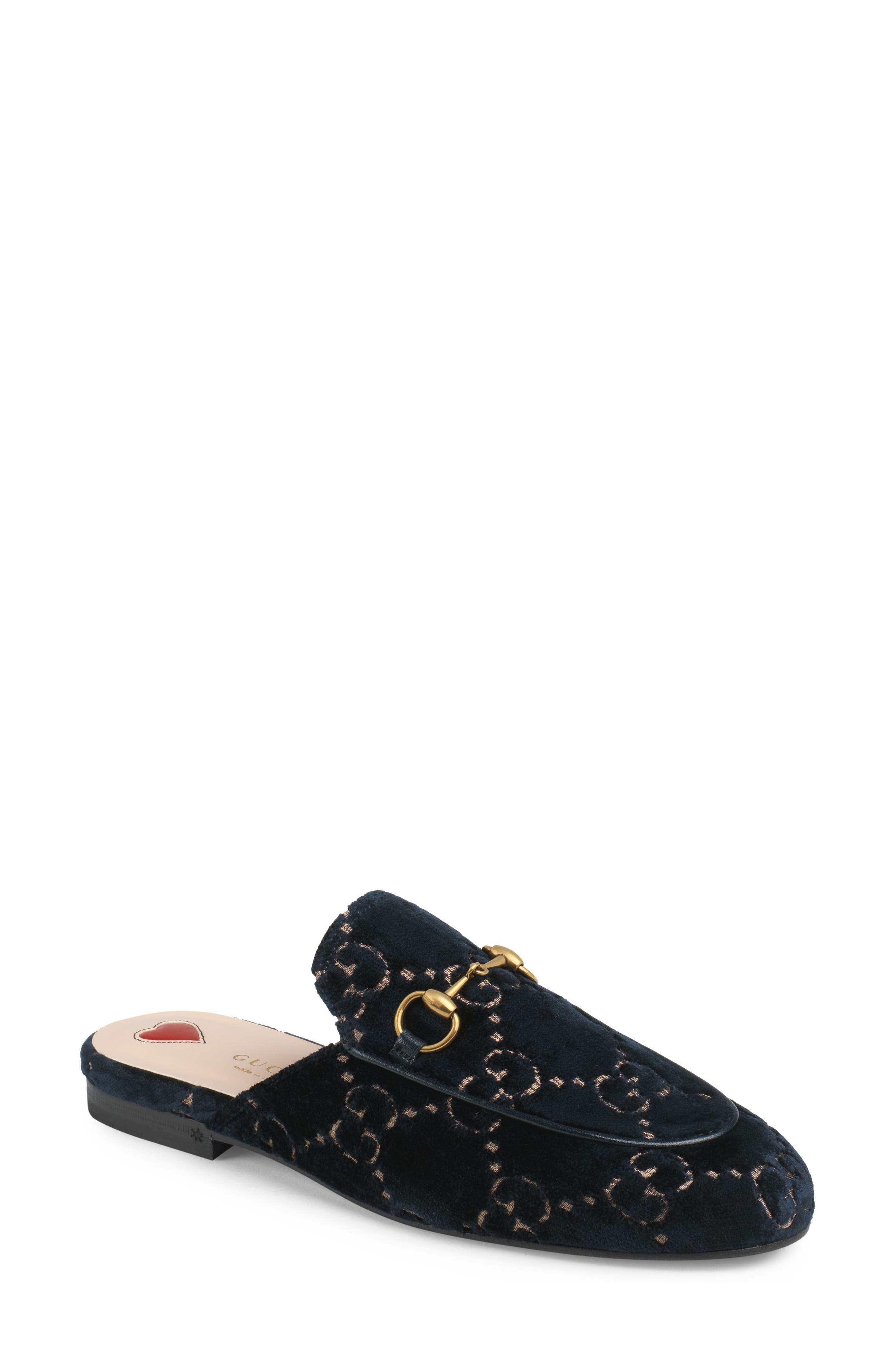 Gucci Princetown Gg Logo Mule, Blue